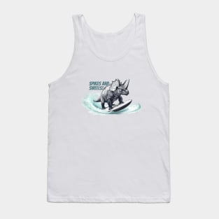 Dinosaur Surfing Funny Tank Top